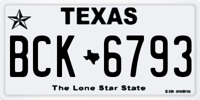 TX license plate BCK6793
