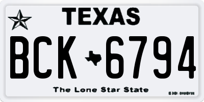 TX license plate BCK6794