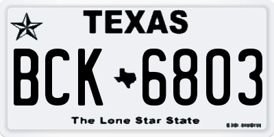 TX license plate BCK6803