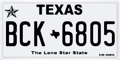 TX license plate BCK6805