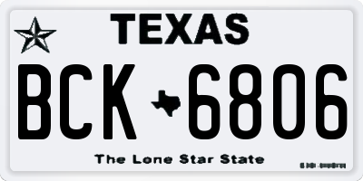 TX license plate BCK6806