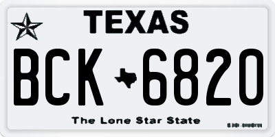 TX license plate BCK6820