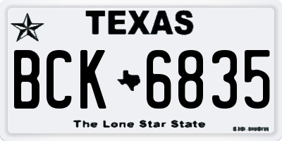 TX license plate BCK6835