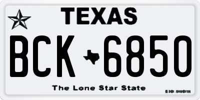 TX license plate BCK6850