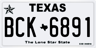 TX license plate BCK6891