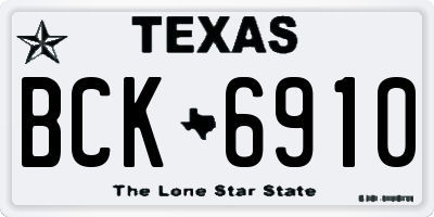 TX license plate BCK6910