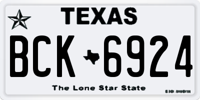 TX license plate BCK6924