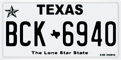 TX license plate BCK6940