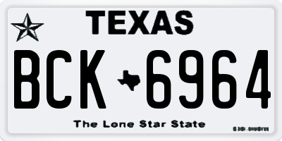 TX license plate BCK6964