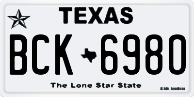 TX license plate BCK6980