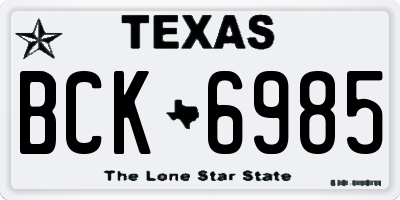 TX license plate BCK6985