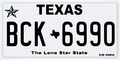 TX license plate BCK6990