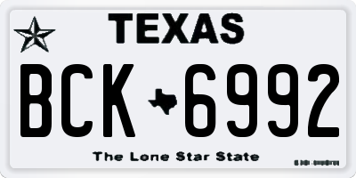 TX license plate BCK6992