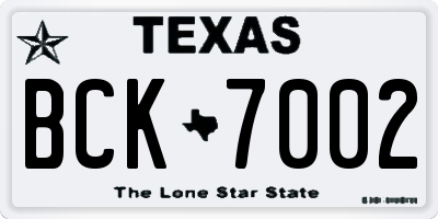 TX license plate BCK7002