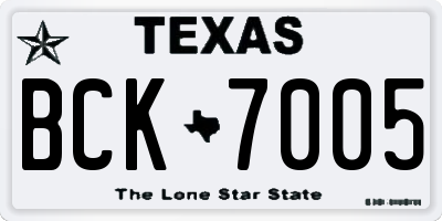 TX license plate BCK7005