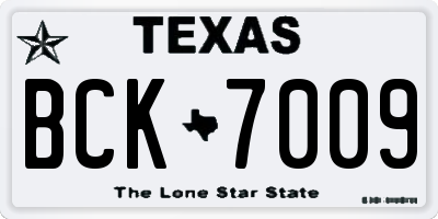 TX license plate BCK7009