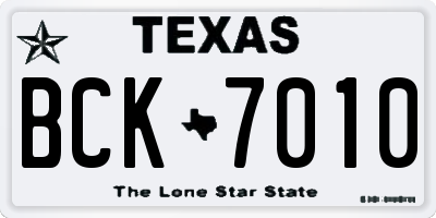 TX license plate BCK7010