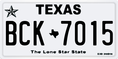 TX license plate BCK7015