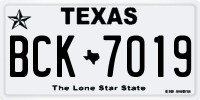 TX license plate BCK7019