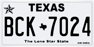 TX license plate BCK7024