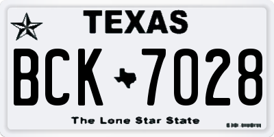 TX license plate BCK7028