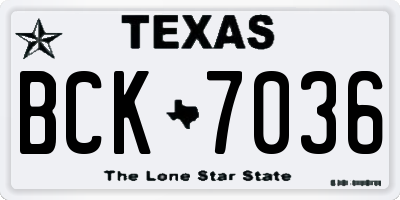 TX license plate BCK7036