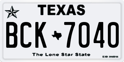 TX license plate BCK7040