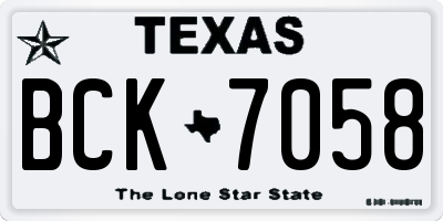 TX license plate BCK7058