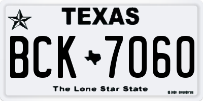 TX license plate BCK7060