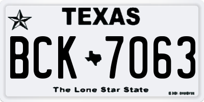 TX license plate BCK7063