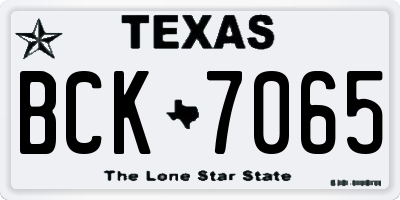 TX license plate BCK7065