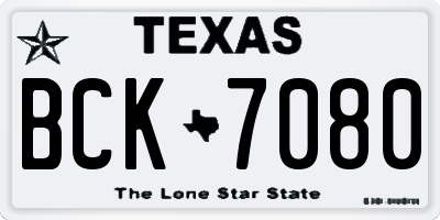 TX license plate BCK7080