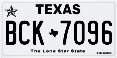 TX license plate BCK7096