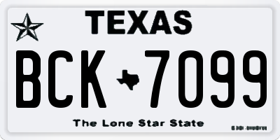 TX license plate BCK7099