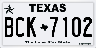 TX license plate BCK7102
