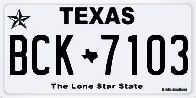 TX license plate BCK7103