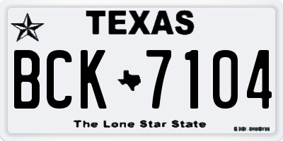 TX license plate BCK7104