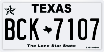 TX license plate BCK7107