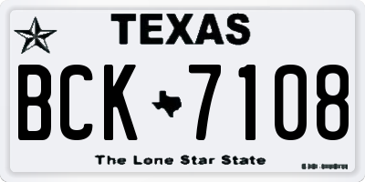 TX license plate BCK7108