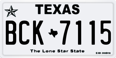 TX license plate BCK7115