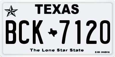 TX license plate BCK7120