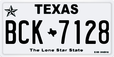 TX license plate BCK7128