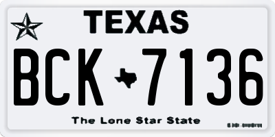 TX license plate BCK7136