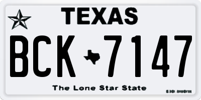 TX license plate BCK7147