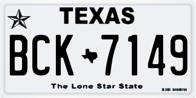 TX license plate BCK7149