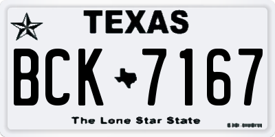 TX license plate BCK7167