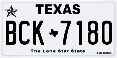 TX license plate BCK7180