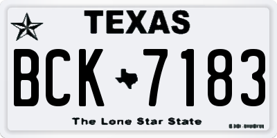 TX license plate BCK7183