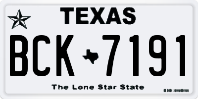 TX license plate BCK7191