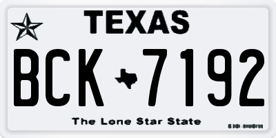 TX license plate BCK7192